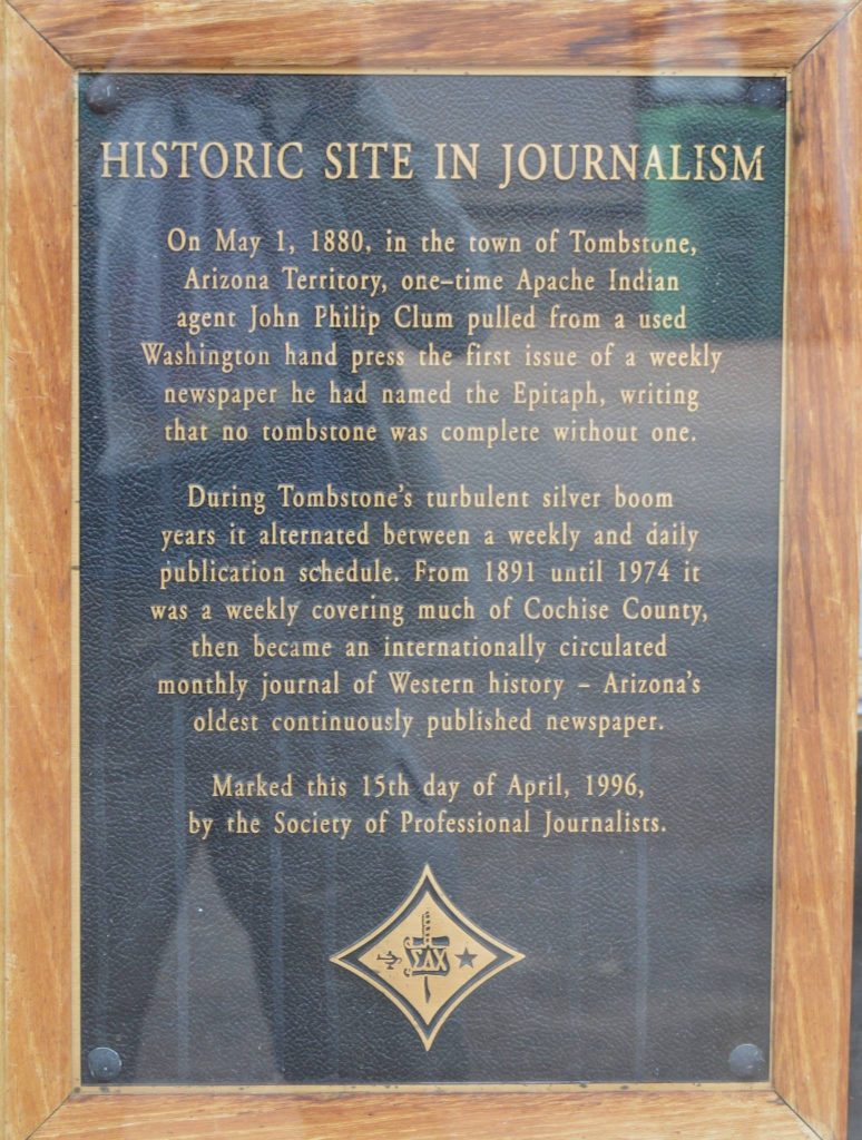 Epitaph Pro Journalism plaque Epitaph Pro Journalism plaque